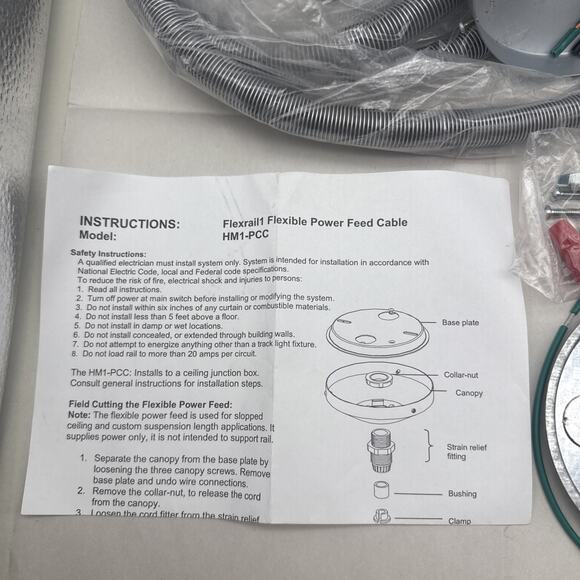 WAC Lighting HM1-PCC96-PT Flexible Ceiling Power Feed 96 inch *READ DESCRIPTION - Picture 3 of 16
